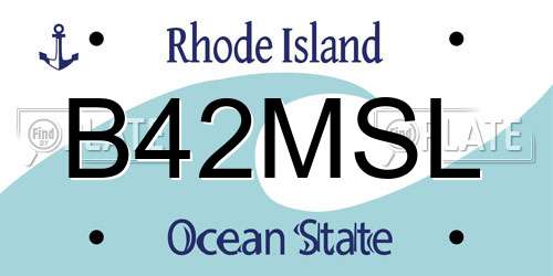 B42MSL Rhode Island License Plate