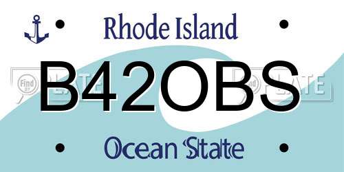 B42OBS Rhode Island License Plate
