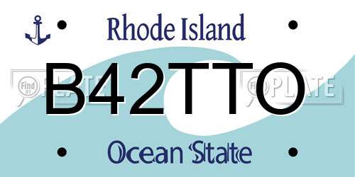 B42TTO Rhode Island License Plate