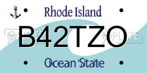 B42TZO Rhode Island License Plate