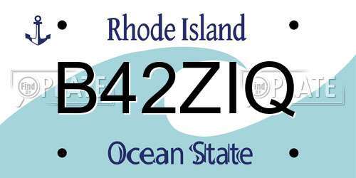 B42ZIQ Rhode Island License Plate