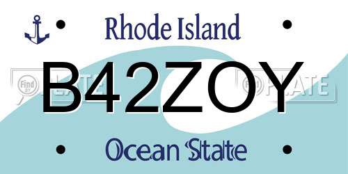 B42ZOY Rhode Island License Plate