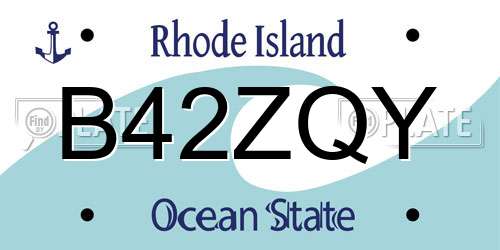 B42ZQY Rhode Island License Plate