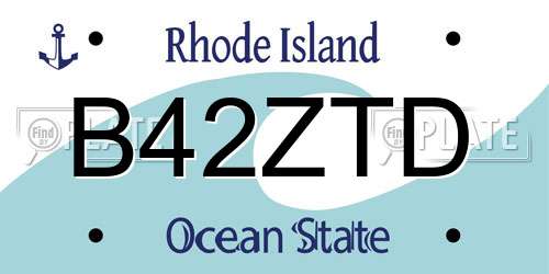 B42ZTD Rhode Island License Plate