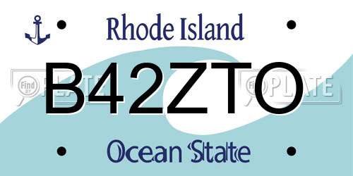B42ZTO Rhode Island License Plate
