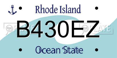 B430EZ Rhode Island License Plate