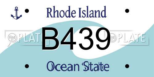 B439 Rhode Island License Plate