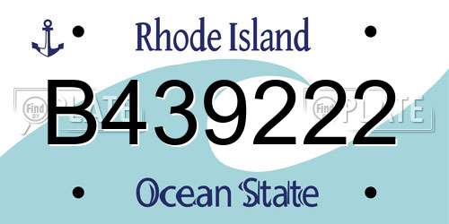 B439222 Rhode Island License Plate