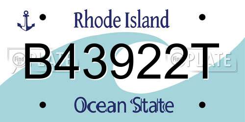 B43922T Rhode Island License Plate