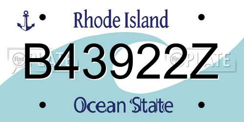 B43922Z Rhode Island License Plate