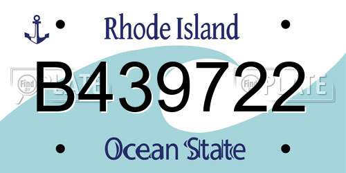 B439722 Rhode Island License Plate