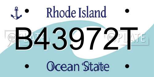 B43972T Rhode Island License Plate