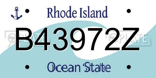 B43972Z Rhode Island License Plate
