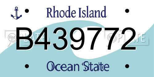 B439772 Rhode Island License Plate