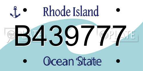 B439777 Rhode Island License Plate