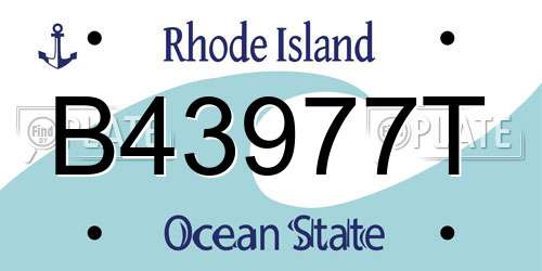 B43977T Rhode Island License Plate