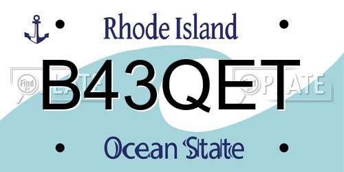 B43QET Rhode Island License Plate