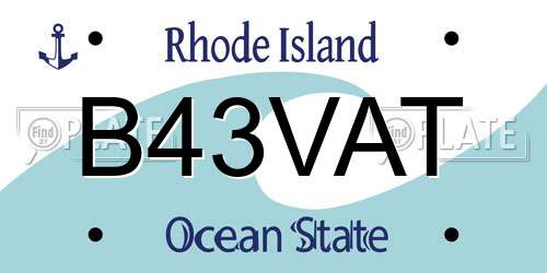 B43VAT Rhode Island License Plate