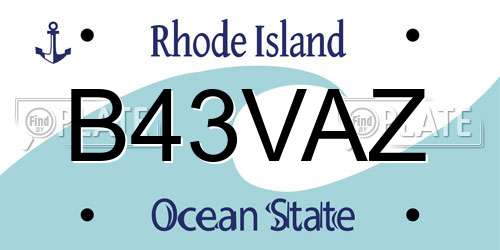 B43VAZ Rhode Island License Plate