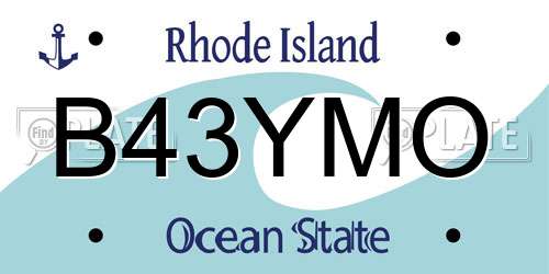 B43YMO Rhode Island License Plate