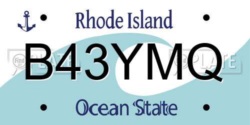 B43YMQ Rhode Island License Plate