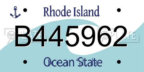 B445962 Rhode Island License Plate