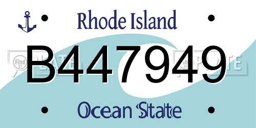 B447949 Rhode Island License Plate