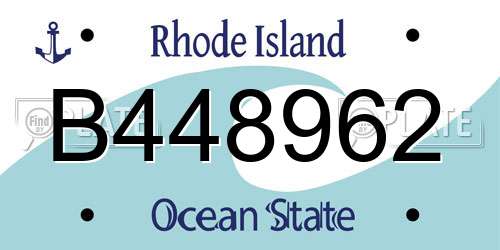 B448962 Rhode Island License Plate