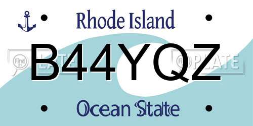 B44YQZ Rhode Island License Plate