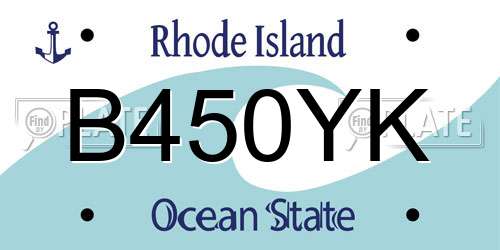 B450YK Rhode Island License Plate