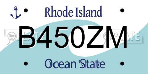 B450ZM Rhode Island License Plate