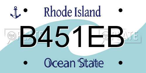B451EB Rhode Island License Plate