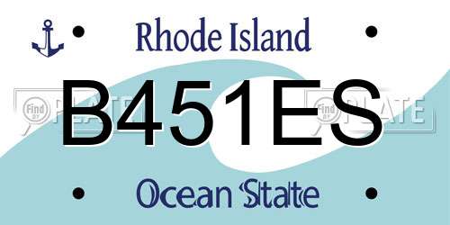 B451ES Rhode Island License Plate