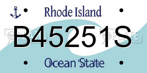 B45251S Rhode Island License Plate