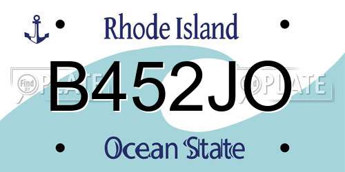 B452JO Rhode Island License Plate