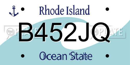 B452JQ Rhode Island License Plate