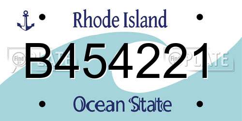 B454221 Rhode Island License Plate
