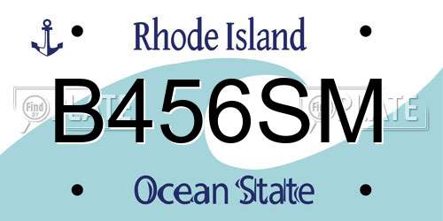B456SM Rhode Island License Plate