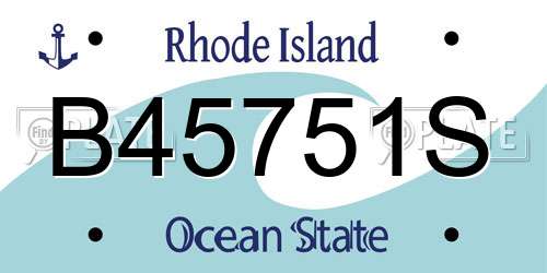 B45751S Rhode Island License Plate
