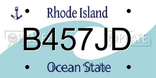 B457JD Rhode Island License Plate