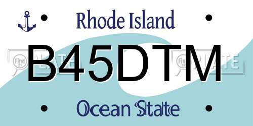 B45DTM Rhode Island License Plate