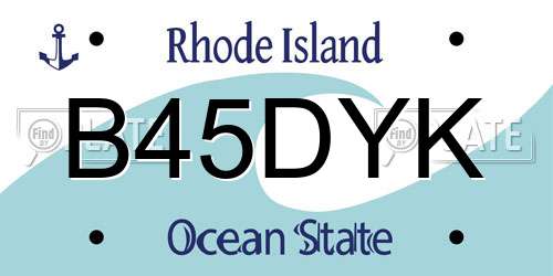 B45DYK Rhode Island License Plate