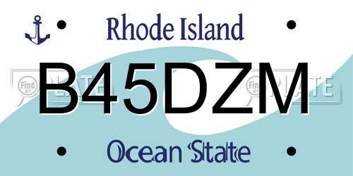 B45DZM Rhode Island License Plate