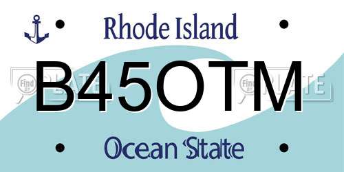 B45OTM Rhode Island License Plate