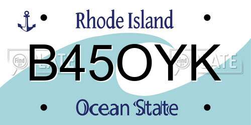 B45OYK Rhode Island License Plate