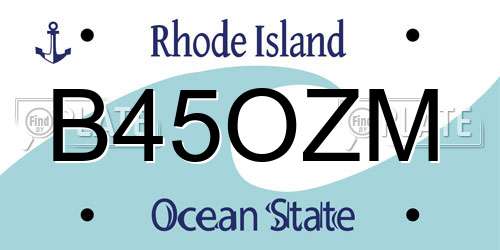 B45OZM Rhode Island License Plate