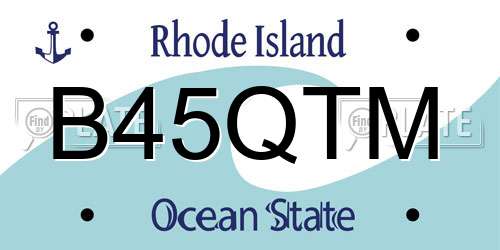 B45QTM Rhode Island License Plate