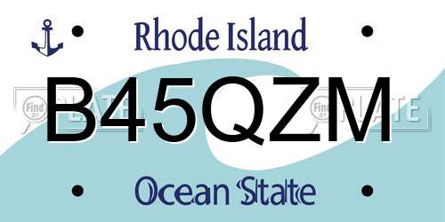 B45QZM Rhode Island License Plate