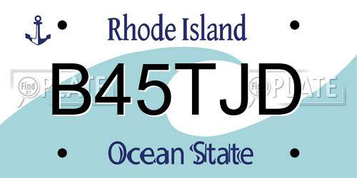 B45TJD Rhode Island License Plate
