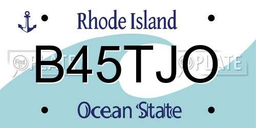 B45TJO Rhode Island License Plate